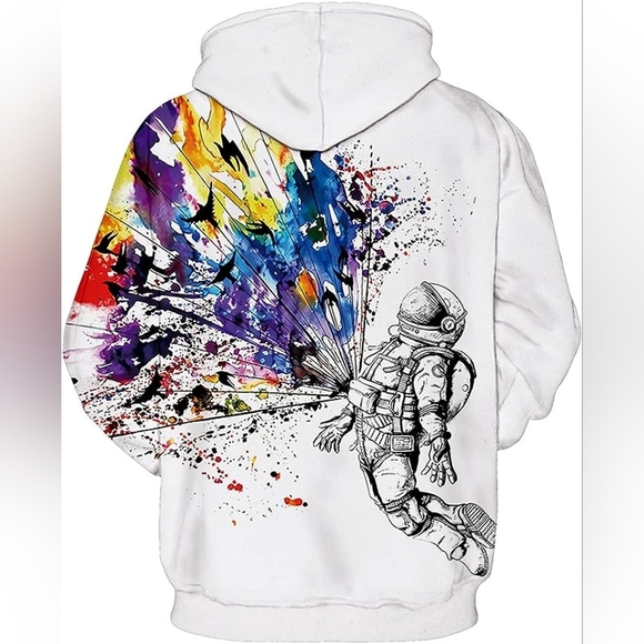 New Men's Graphic Drawstring Hoodie Sweater Multiple Sizes - Picture 3 of 5